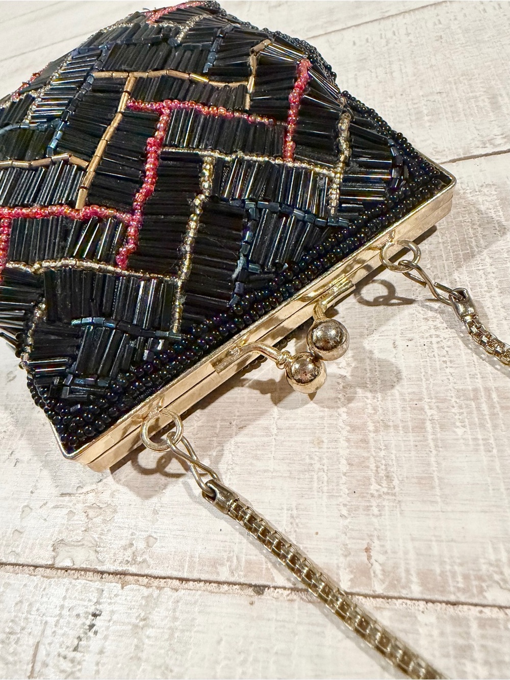 Vintage La Regale Beaded Coin Purse Crossbody Mini Clutch Gatsby Art Deco Formal - Picture 9 of 15